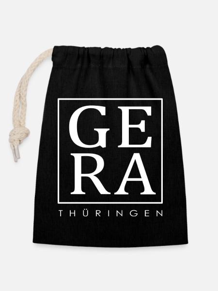 Gera - Thüringen - Verschließbarer Geschenkbeutel aus Baumwolle (14x20cm) - Schwarz