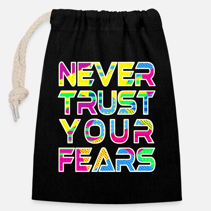 Never Fears W - Sac cadeau en coton avec cordon (14 x 20 cm) - noir