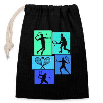 Tennis Retro Tennis Player - Closable cotton gift bag (14x20cm) - black - Front