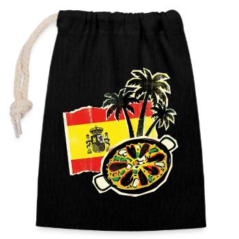Spanien Paella Palmen - Verschließbarer Geschenkbeutel aus Baumwolle (14x20cm) - Schwarz - Vorne