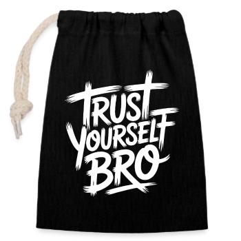 Self-confidence - Closable cotton gift bag (14x20cm) - black - Front
