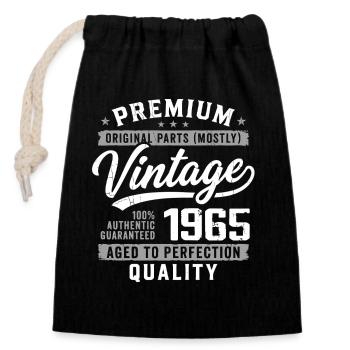 Vintage 1965 Retro 1965 Anniversaire 1965 - Sac cadeau en coton avec cordon (14 x 20 cm) - noir - Devant