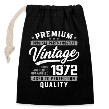 Vintage 1972 Retro 1972 Anniversary 1972 - Closable cotton gift bag (14x20cm) - black - Front