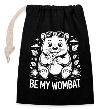 Be My Wombat – Cute Wombat - Closable cotton gift bag (14x20cm) - black - Front