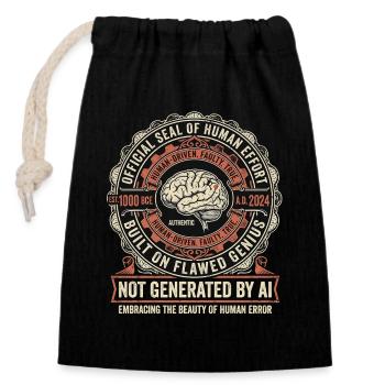 Human Authentic - Closable cotton gift bag (14x20cm) - black - Front