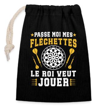 Passe Moi Les fléchettes Le Roi Veut Jouer - Sac cadeau en coton avec cordon (14 x 20 cm) - noir - Devant