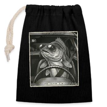 Zander Flashed - Closable cotton gift bag (14x20cm) - black - Front