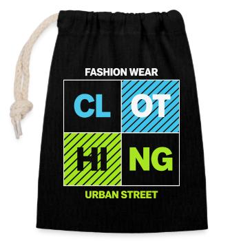 CLOTHING Bloc Urbain — Noir Néon - Sac cadeau en coton avec cordon (14 x 20 cm) - noir - Devant