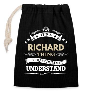 Es ist ein persönlicher Name von Richard Thing - Verschließbarer Geschenkbeutel aus Baumwolle (14x20cm) - Schwarz - Vorne