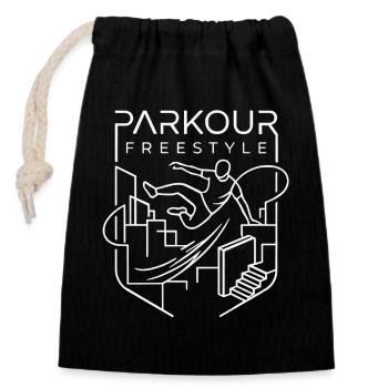 parkour - Closable cotton gift bag (14x20cm) - black - Front