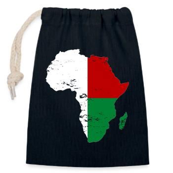 Drapeau de Madagascar Afrique - Sac cadeau en coton avec cordon (14 x 20 cm) - bleu marine - Devant