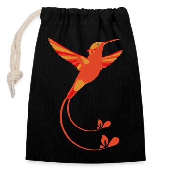 Couleurs de feu colibri - Sac cadeau en coton avec cordon (14 x 20 cm) - noir - Devant