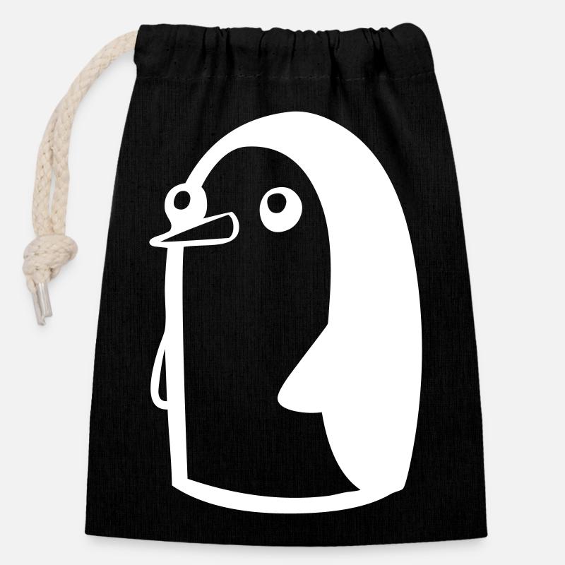 Süßer Pinguin Comic - Verschließbarer Geschenkbeutel aus Baumwolle (14x20cm) - Schwarz