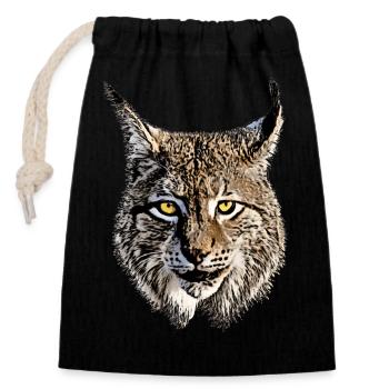 Lynx big cat predator animal cool cat Lynx - Closable cotton gift bag (14x20cm) - black - Front