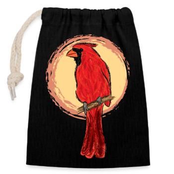 Red Cardinal / Northern Cardinal Design II - Closable cotton gift bag (14x20cm) - black - Front