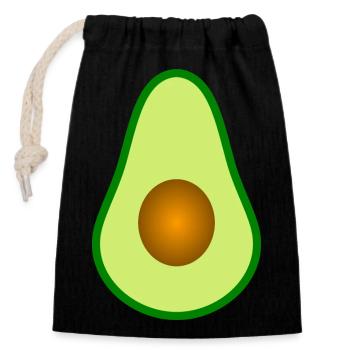 Avocado with core design to personalize - Closable cotton gift bag (14x20cm) - black - Front