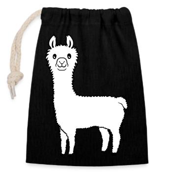 Lieblingstier Lama Alpaka - Verschließbarer Geschenkbeutel aus Baumwolle (14x20cm) - Schwarz - Vorne