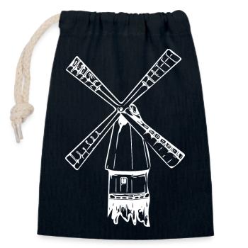Vintage nostalgische Windmühle - Verschließbarer Geschenkbeutel aus Baumwolle (14x20cm) - Navy - Vorne