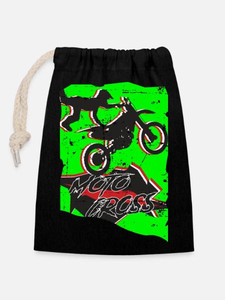 Motocross Stunt - Verschließbarer Geschenkbeutel aus Baumwolle (14x20cm) - Schwarz