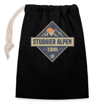 stubaier Alpen - Verschließbarer Geschenkbeutel aus Baumwolle (14x20cm) - Schwarz - Vorne