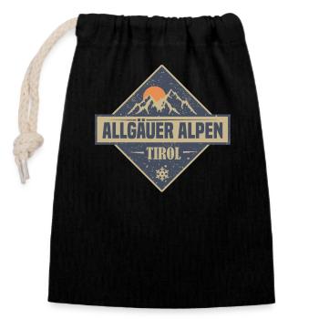 allgäuer alpen - Verschließbarer Geschenkbeutel aus Baumwolle (14x20cm) - Schwarz - Vorne