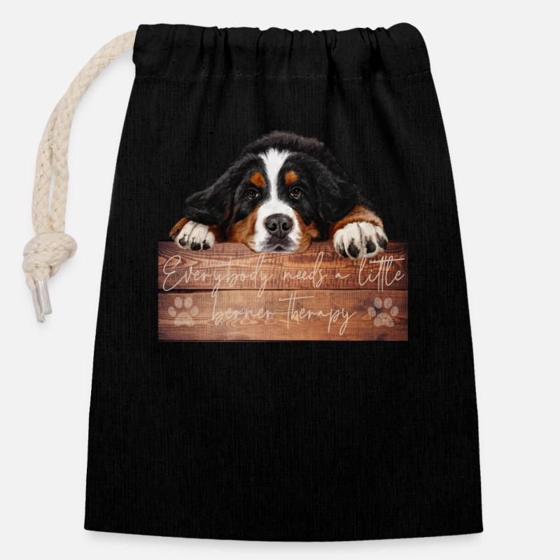 Bouvier bernois - Sac cadeau en coton avec cordon (14 x 20 cm) - noir