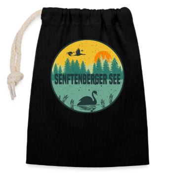 Senftenberger See - Verschließbarer Geschenkbeutel aus Baumwolle (14x20cm) - Schwarz - Vorne