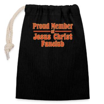 Jesus Fanclub - Verschließbarer Geschenkbeutel aus Baumwolle (14x20cm) - Schwarz - Vorne