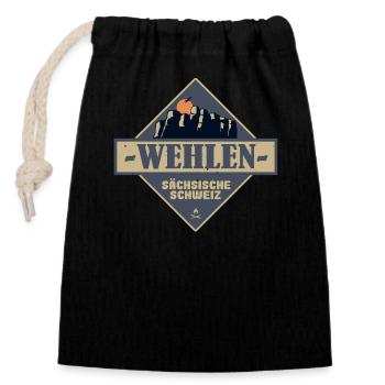 sächsische Schweiz Wehlen - Verschließbarer Geschenkbeutel aus Baumwolle (14x20cm) - Schwarz - Vorne