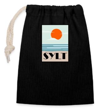 sylt - Verschließbarer Geschenkbeutel aus Baumwolle (14x20cm) - Schwarz - Vorne