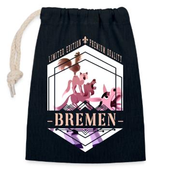Bremen Germany City Skyline Vintage Retro - Closable cotton gift bag (14x20cm) - navy - Front