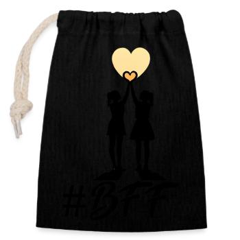 BFF best friends forever - Closable cotton gift bag (14x20cm) - black - Front