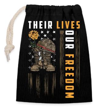 Guerre, chars, parachutistes, infanterie - Sac cadeau en coton avec cordon (14 x 20 cm) - noir - Devant