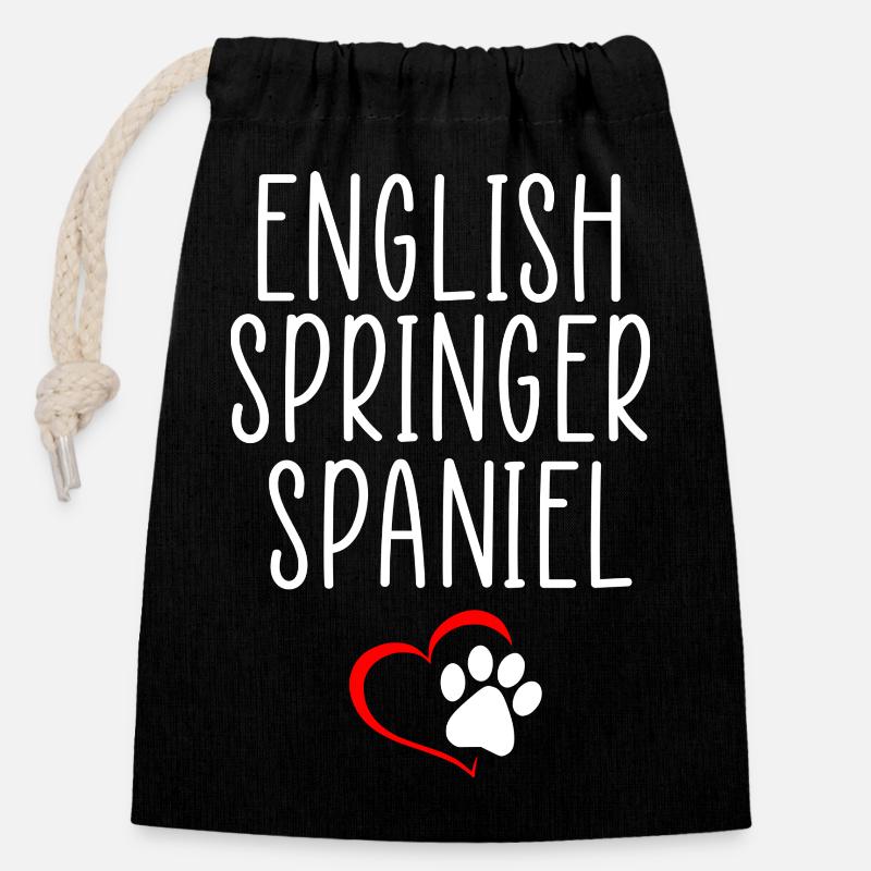 Citation springer anglaise - Sac cadeau en coton avec cordon (14 x 20 cm) - noir