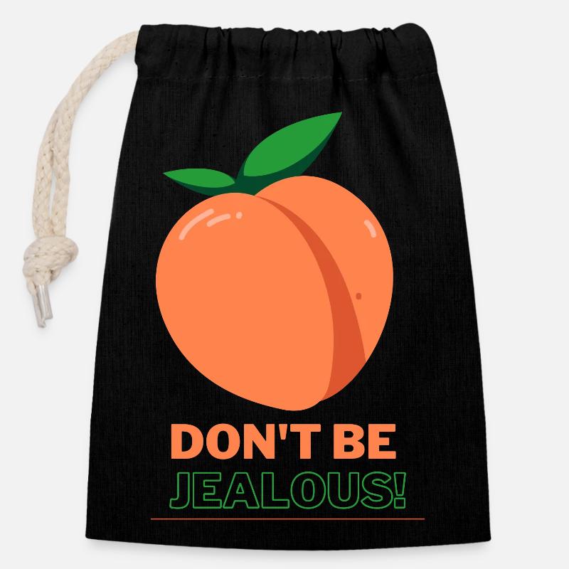 Ne sois pas jaloux - Sac cadeau en coton avec cordon (14 x 20 cm) - noir