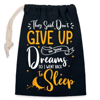 Sleep, late risers, relax, rest - Closable cotton gift bag (14x20cm) - navy - Front