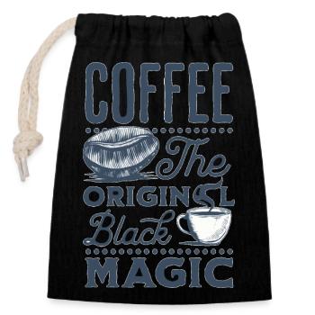 Café La Merveille Noire - Sac cadeau en coton avec cordon (14 x 20 cm) - noir - Devant