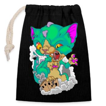 Katze Chaton Monstre Chat - Sac cadeau en coton avec cordon (14 x 20 cm) - noir - Devant