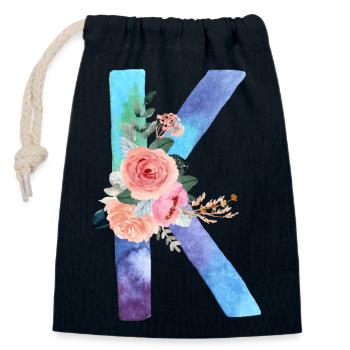 Lettre K watercolor - Sac cadeau en coton avec cordon (14 x 20 cm) - bleu marine - Devant