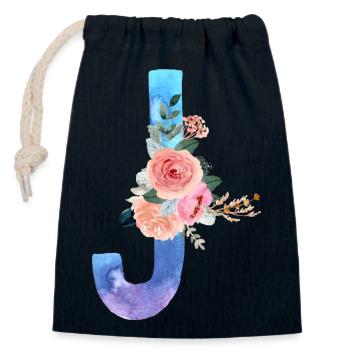 Lettre J watercolor - Sac cadeau en coton avec cordon (14 x 20 cm) - bleu marine - Devant