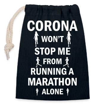 Marathon Running Jogging - Verschließbarer Geschenkbeutel aus Baumwolle (14x20cm) - Navy - Vorne