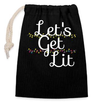 Let's get lit - Sac cadeau en coton avec cordon (14 x 20 cm) - noir - Devant