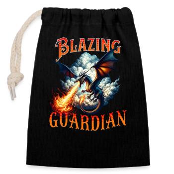 Feuerdrache Blazing Guardian - Verschließbarer Geschenkbeutel aus Baumwolle (14x20cm) - Schwarz - Vorne