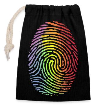 Empreinte digitale arc-en-ciel : Couleurs uniques - Sac cadeau en coton avec cordon (14 x 20 cm) - noir - Devant