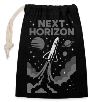 Next Horizon Rocket Expedition - Closable cotton gift bag (14x20cm) - black - Front