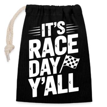 It’s Race Day Y’all - Closable cotton gift bag (14x20cm) - black - Front
