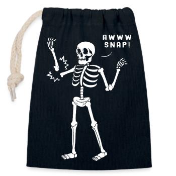 Fracture osseuse Fracture osseuse du squelette d’Halloween - Sac cadeau en coton avec cordon (14 x 20 cm) - bleu marine - Devant