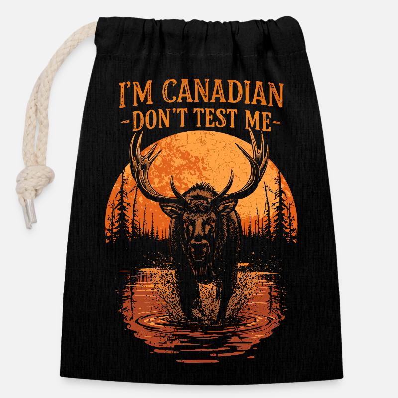 Canada Moose Shirt – Pride Canadian Saying Design - Closable cotton gift bag (14x20cm) - black