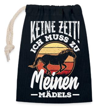 Pas le temps! Je dois aller voir les chevaux de mes filles - Sac cadeau en coton avec cordon (14 x 20 cm) - bleu marine - Devant