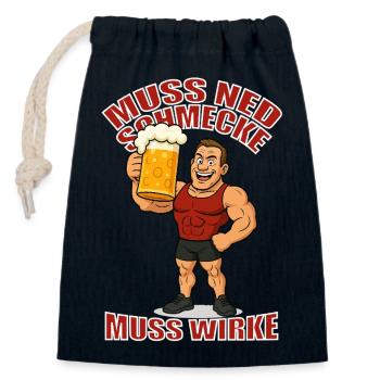 JGA Knaller x Muss ned schmecke muss wirke  - Verschließbarer Geschenkbeutel aus Baumwolle (14x20cm) - Navy - Vorne